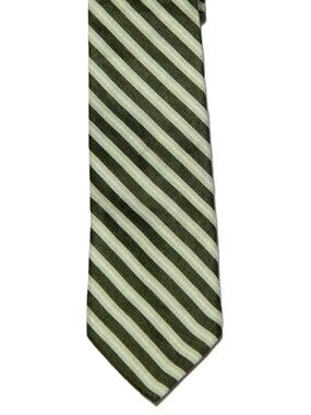 Brooks Brothers Linen Tie Repp Stripe Green White Men's Long
